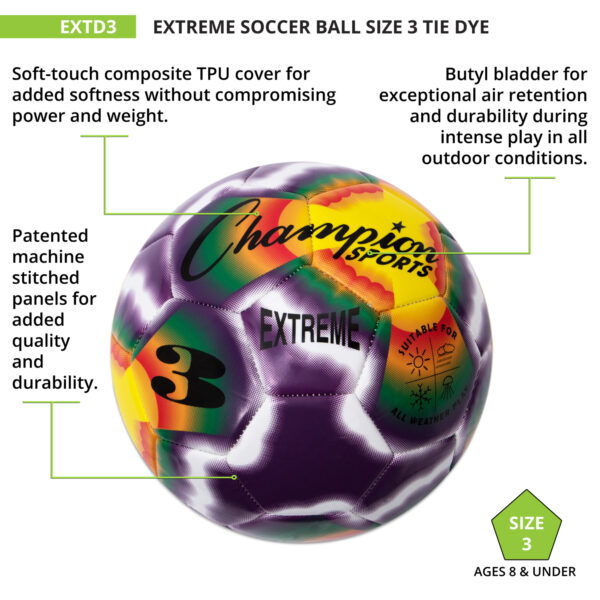 Extreme Tiedye Soccerball, Size 3