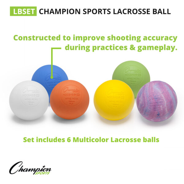 Official Lacrosse Ball Set, 6 Assorted Colors