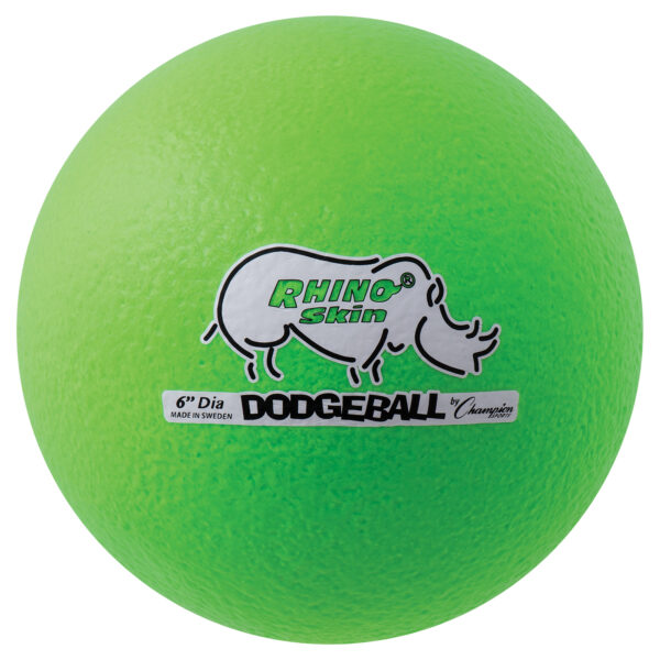 Rhino Skin 6-Inch Low Bounce Dodgeball Set, Neon Green, Set of 6