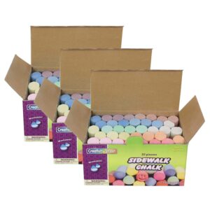 Sidewalk Chalk, Assorted Colors, 4", 36 Pieces Per Pack, 3 Packs