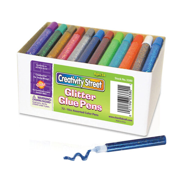 Glitter Glue Pens, Classroom Pack, Assorted Iridescent & Neon Colors, 0.34 fl. oz., 72 Pens