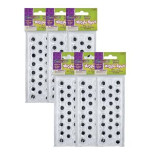 Peel & Stick Wiggle Eyes on Sheets, Black, Assorted Sizes, 60 Per Pack, 6 Packs