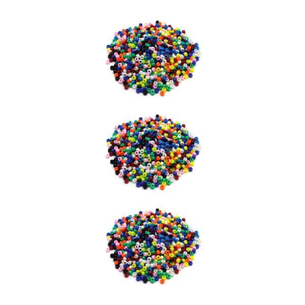 Pony Beads, Assorted Bright Hues, 6 mm x 9 mm, 1000 Per Pack, 3 Packs