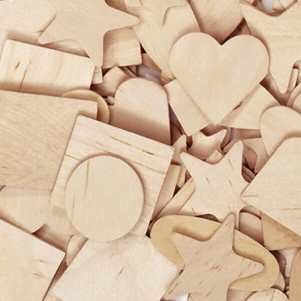 Wood Shapes, Natural Colored, Assorted Shapes, 0.5" to 2", 1000 Pieces