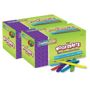 Regular Craft Sticks, Bright Hues Assorted, 4-1-2" x 3-8", 1000 Per Pack, 2 Packs