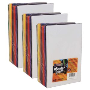 WonderFoam Sheets, Assorted Colors, 5.5" x 8.5", 40 Sheets Per Pack, 3 Packs