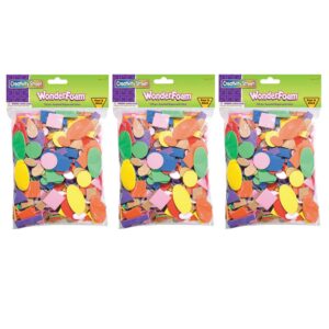 WonderFoam Peel & Stick Shapes, Assorted Shapes, Colors & Sizes, 720 Pieces Per Pack, 3 Packs