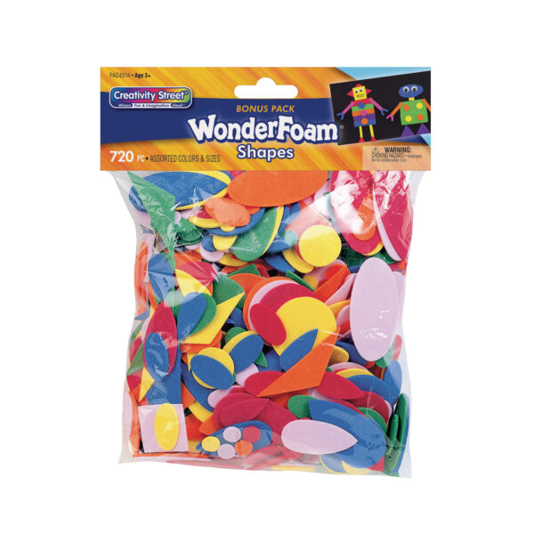 WonderFoam Shapes, Assorted Sizes, 720 Pieces Per Pack, 3 Packs