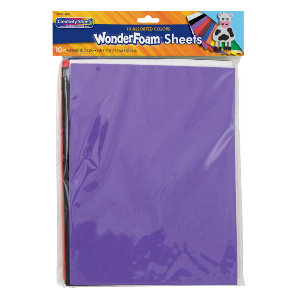 WonderFoam Sheets, Assorted 10 Colors, 9" x 12", 10 Per Pack, 3 Packs