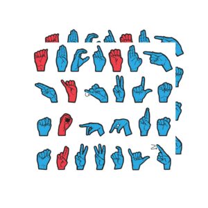 Magnetic Sign Language Letters, Red & Blue Colors, Assorted Sizes, 26 Pieces Per Pack, 2 Packs