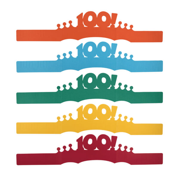 100 Days of School Paper Crowns, 4.5" x 24.75", 25 Per Pack, 2 Packs