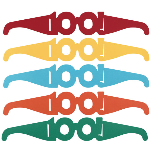 100 Days of School Paper Glasses, 2.5" x 16", 25 Per Pack, 3 Packs