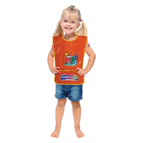 Children's Artist Smock, Ages 3 to 8, Orange, 15" x 12", Pack of 3