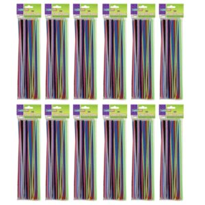 Regular Stems, Assorted Colors, 12" x 4 mm, 100 Pieces Per Pack, 12 Packs