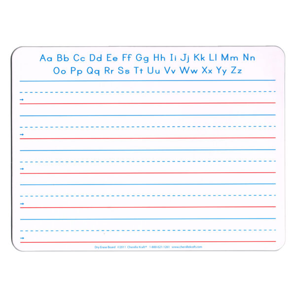 Handwriting Whiteboard, 2-Sided, Ruled-Plain, 1" x 1-2" x 1-2" Ruled, 9" x 12", 10 Boards