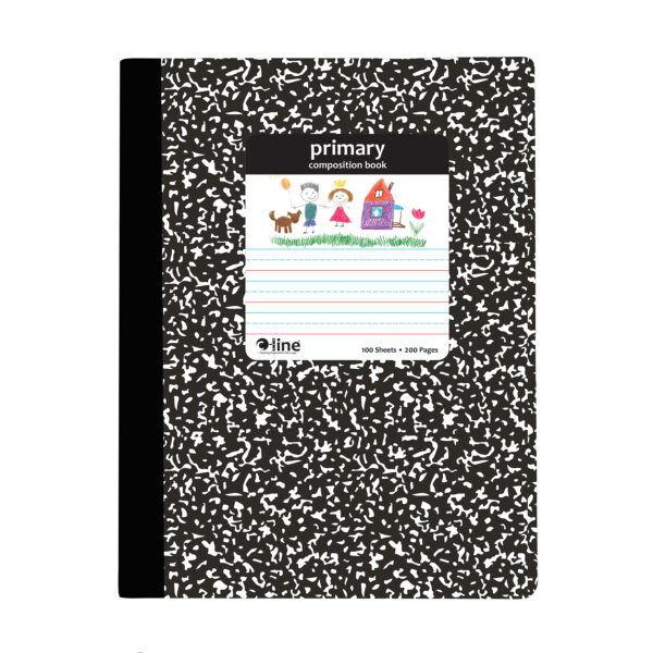 Composition Notebook, Primary Ruled, Black Marble, Pack of 12