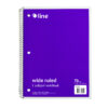 1-Subject Notebook, 70 Page, Wide Ruled, Purple, Pack of 12