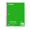 5-Subject Notebook, Wide Ruled, 180 Sheets, Assorted Colors, Pack of 3