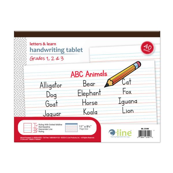 Letters & Learn Handwriting Tablet, 40 Sheets, 11" x 8-1-2", Pack of 6