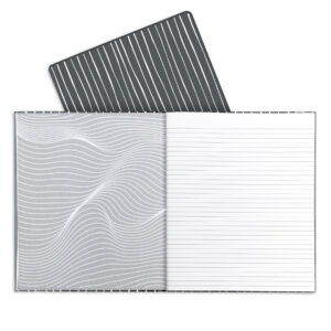 Professional Hardbound Notebook, 96 Page, College Ruled, 8-1-2" x 10-7-8", Charcoal & White Stripes, Pack of 2