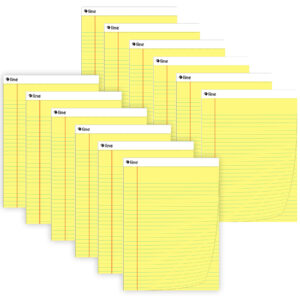 Legal Pad, Wide Ruled, Yellow, 50 Sheets, Pack of 12