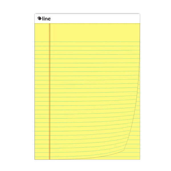 Legal Pad, Wide Ruled, Yellow, 50 Sheets, Pack of 12