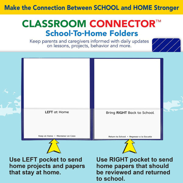 Classroom Connector School-To-Home Folder, Blue, Box of 25