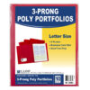 Two-Pocket Heavyweight Poly Portfolio Folder with Prongs, Red, Pack of 10