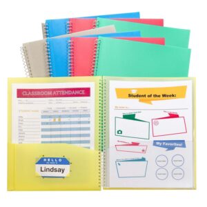 8-Pocket Spiral-Bound Poly Portfolio, Pack of 6