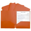 Two-Pocket Heavyweight Poly Portfolio Folder with Three-Hole Punch, Orange, Pack of 25