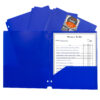 Two-Pocket Heavyweight Poly Portfolio Folder with Three-Hole Punch, Blue, Pack of 25