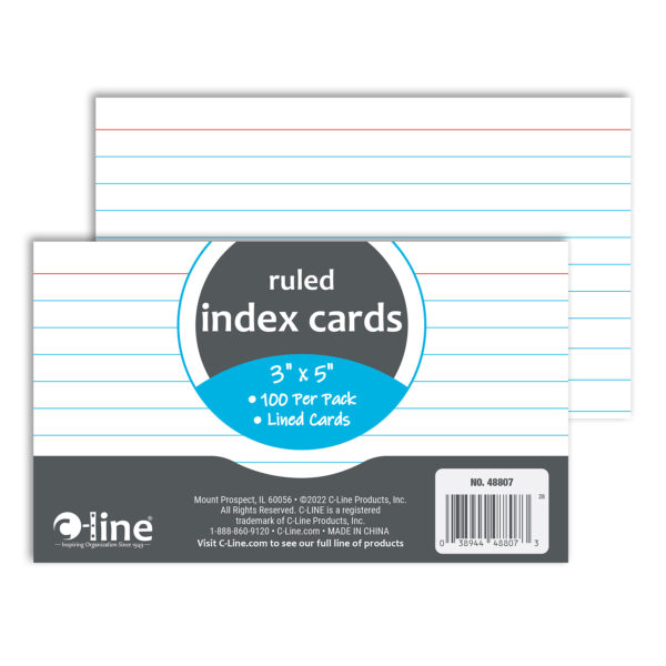 Index Cards, 3" x 5", White, 100 Per Pack, 12 Packs