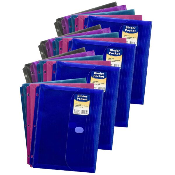 Binder Pocket, Side Loading, Assorted, Pack of 18