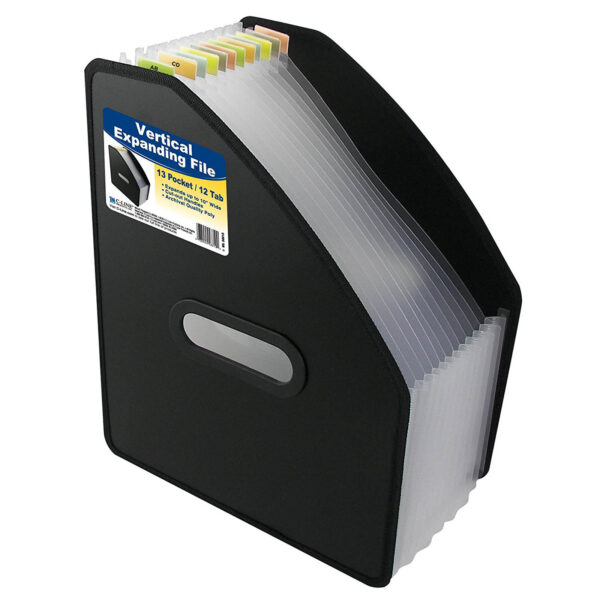 13-Pocket Vertical Expanding File, Black