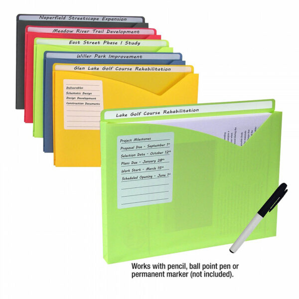 Write-On Poly File Jackets, Assorted Colors, 11" x 8.5", Box of 25