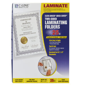 Super Heavyweight Cleer Adheer Quick Cover Laminating Pockets, Box of 25