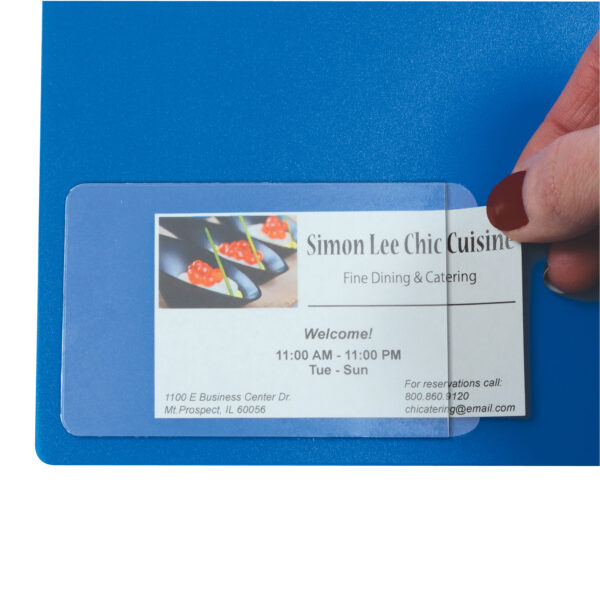 Self-Adhesive Business Card Holder, Side Load, 2" x 3-1-2", 10 Per Pack, 5 Packs