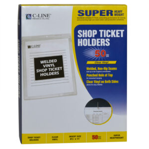 Vinyl Shop Ticket Holders, Welded, Both Sides Clear, 8-1-2" x 11", Box of 50