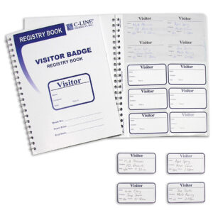 Visitor Badges with Registry Log, 3-5-8" x 1-7-8" Badge Size, 150 Badges & Log Book