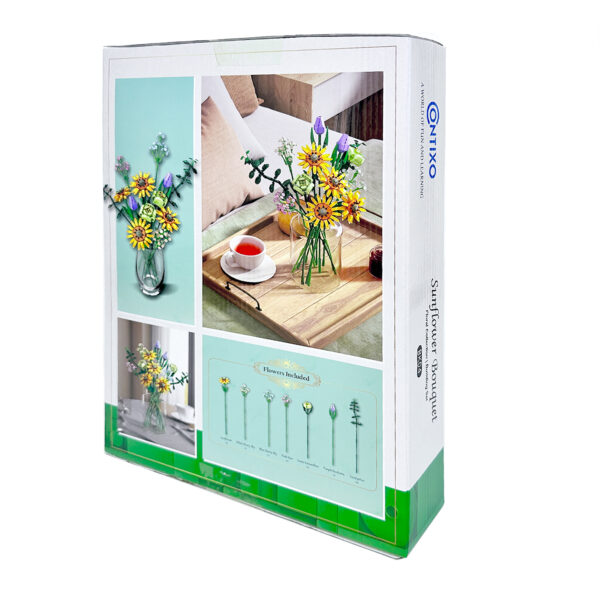 BK04 Sunflower Bouquet Flordal Collection Building Block Set, 975 Pieces