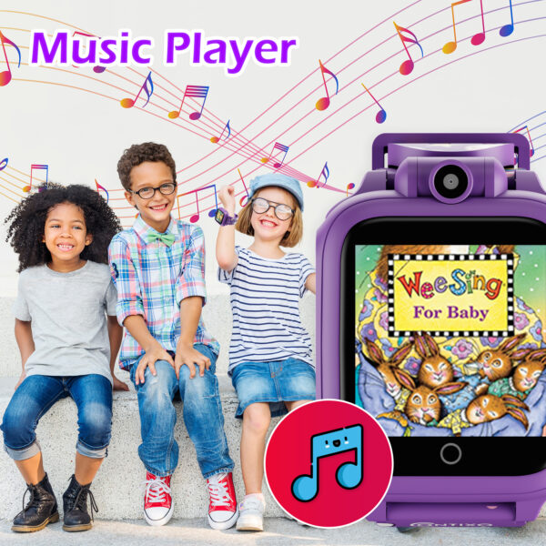 KW1 Smart Watch for Kids with Educational Games, HD Touch Screen, Camera, and MP3 Music Player, Purple