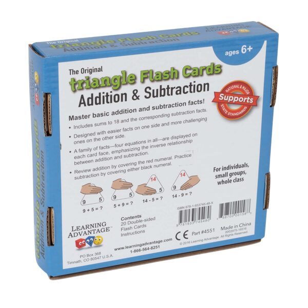 The Original Triangle Flash Cards - Addition & Subtraction - 20 Per Set - 3 Sets