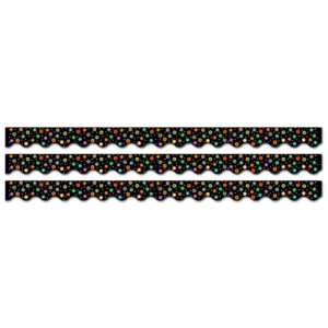 Dots on Black Wavy EZ Border, 48 Feet Per Pack, 3 Packs