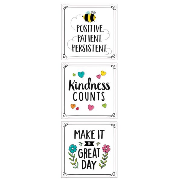 Positive Mindset 10" Designer Cut-Outs, 12 Per Pack, 3 Packs