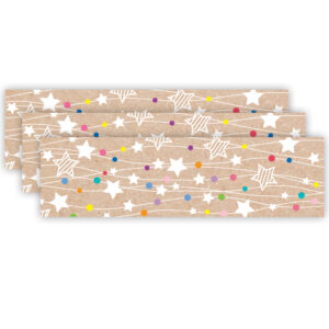 Krafty Pop Colorful Kraft Stars on Strings EZ Border, 48 Feet Per Pack, 3 Packs