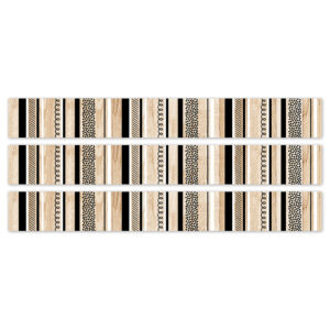 Core Decor Stripes and Doodles on Wood EZ Border, 48 Feet Per Pack, 3 Packs