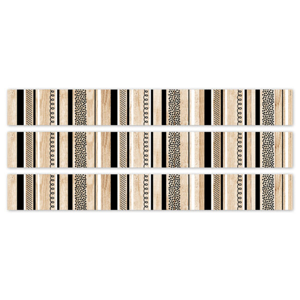 Core Decor Stripes and Doodles on Wood EZ Border, 48 Feet Per Pack, 3 Packs