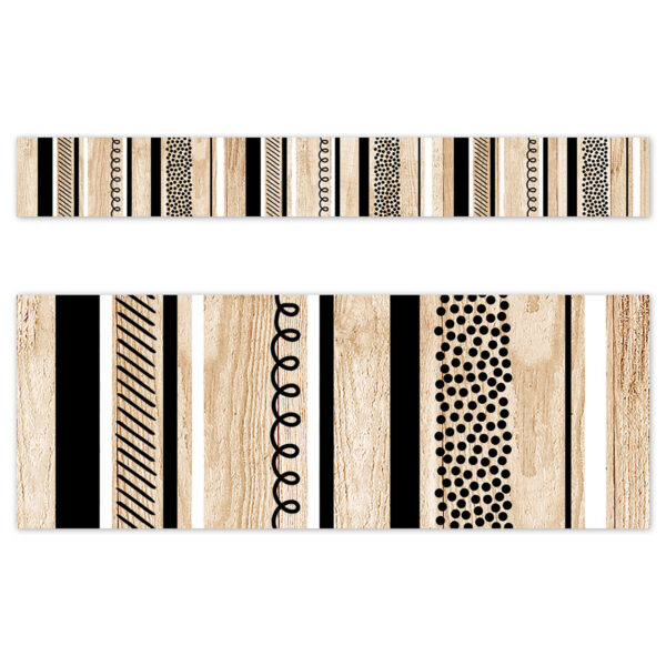 Core Decor Stripes and Doodles on Wood EZ Border, 48 Feet Per Pack, 3 Packs