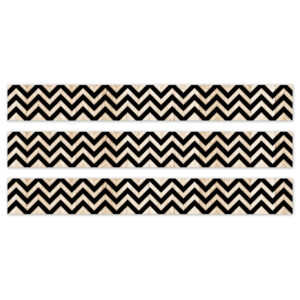 Core Decor Black and Wood Chevron EZ Border, 48 Feet Per Pack, 3 Packs