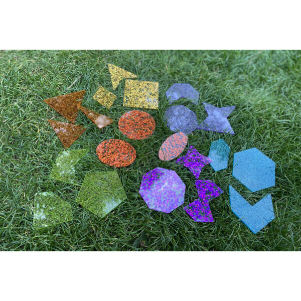 Rainbow Glitter Shapes - Set of 21 - 7 Colors - Explore Colors and Early Geometry